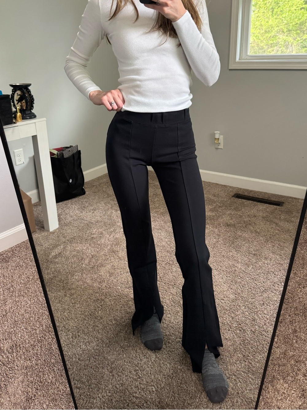 Abercrombie & Fitch Black Split-Hem Flare Pants